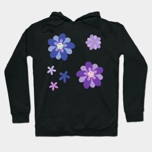 Bright and Cheerful Flower Smiley Face pack - blue Hoodie